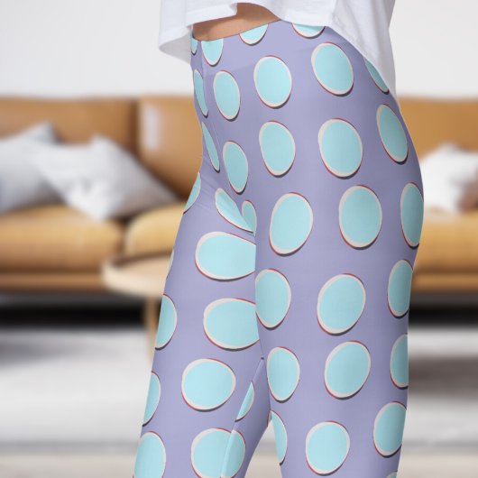 Prachtige blauwe en blauwe bel Polka Dot Pattern Leggings