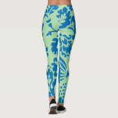 Prachtige blauwe en groene bloemenprint leggings (Achterkant)
