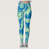 Prachtige blauwe en groene bloemenprint leggings (Voorkant)