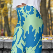Prachtige blauwe en groene bloemenprint leggings