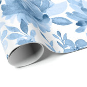 Prachtige blauwe en witte Waterverf Floral Cadeaupapier (Rol Hoek)