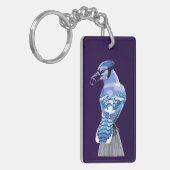 Prachtige Blauwe Gaai Sleutelhanger (Voorkant Links)