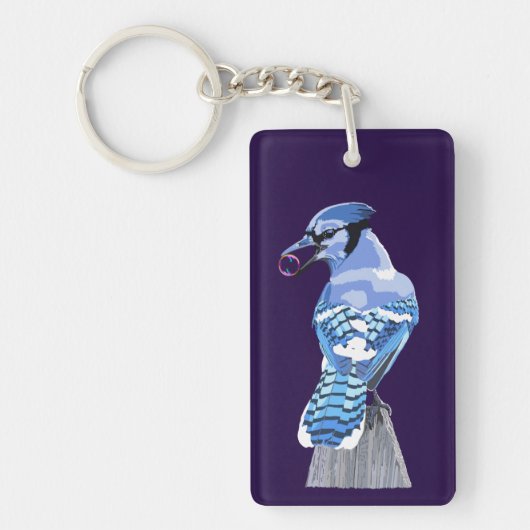 Prachtige Blauwe Gaai Sleutelhanger (Voorkant)