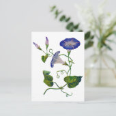 Prachtige blauwe geborduurde ochtendglorie briefkaart (Staand voorkant)