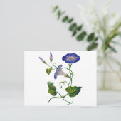 Prachtige blauwe geborduurde ochtendglorie briefkaart (Staand voorkant)