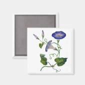 Prachtige blauwe geborduurde ochtendglorie magneet (Voorkant / Achterkant)