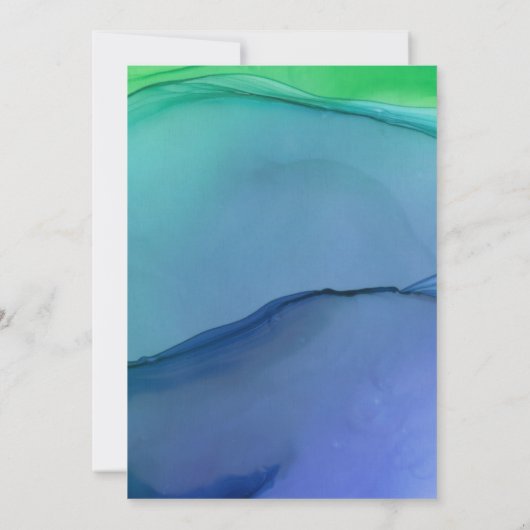 Prachtige blauwe groene Waterverf Wash Weddenschap Kaart (Achterkant)