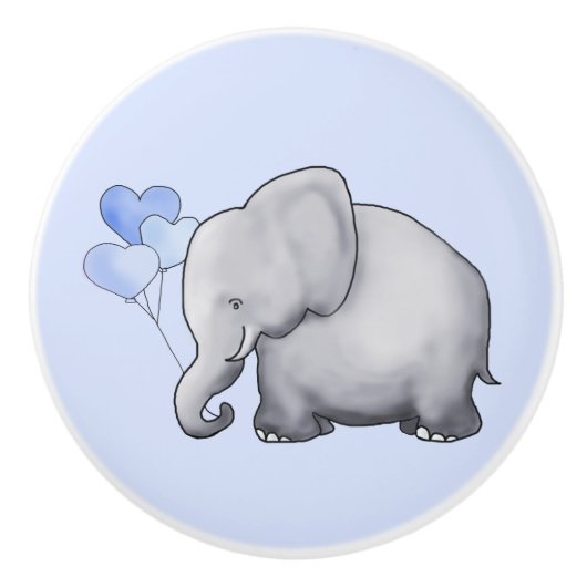 Prachtige blauwe harten Elephants Baby Boy Nursery Keramische Knop (Voorkant)