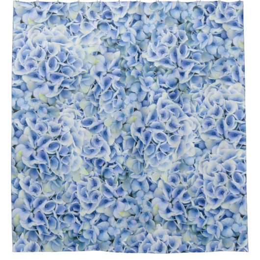 Prachtige blauwe hortensia's - bloemenpatroon douchegordijn (Voorkant)