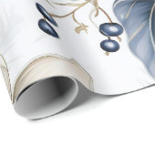 Prachtige Blauwe Kerstmis Bloemen Cadeaupapier (Rol Hoek)