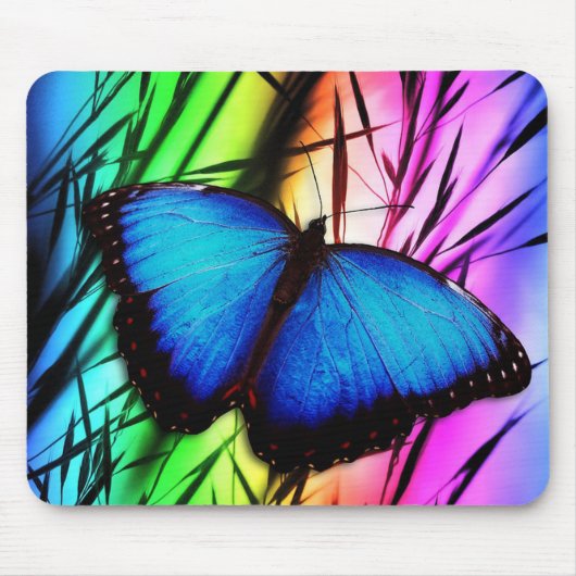 Prachtige Blauwe Morpho Vlinder Muismat (Voorkant)