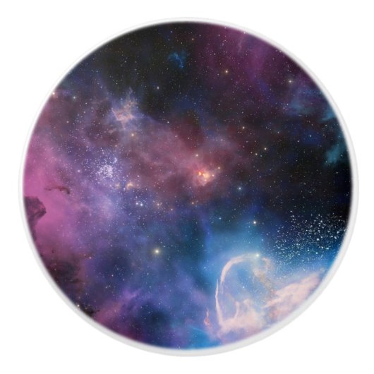 Prachtige Blauwe Paarse Ruimtesterren Galaxy Unive Keramische Knop (Voorkant)