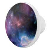 Prachtige Blauwe Paarse Ruimtesterren Galaxy Unive Keramische Knop (Rechts)