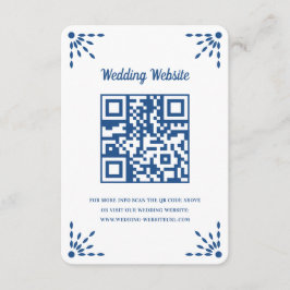 Prachtige Blauwe Papel Picado bruiloft QR-code Informatiekaartje