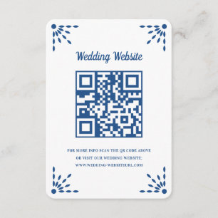 Prachtige Blauwe Papel Picado bruiloft QR-code Informatiekaartje