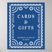 Prachtige blauwe papel Picado Weddenschap Poster (Voorkant)