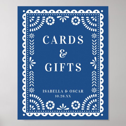 Prachtige blauwe papel Picado Weddenschap Poster (Voorkant)