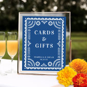 Prachtige blauwe papel Picado Weddenschap Poster