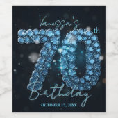 Prachtige blauwe saffier edelsteen 70ste verjaarda wijn etiket (Enkel label)