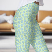 Prachtige blauwe thee en groene Polka Dot Pattern Leggings