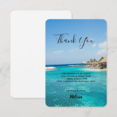 Prachtige Blauwe Tropische Beach met Thatched Huts Bedankkaart (Voorkant / Achterkant)