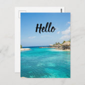 Prachtige Blauwe Tropische Beach met Thatched Huts Briefkaart (Voorkant / Achterkant)