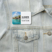 Prachtige Blauwe Tropische Beach met Thatched Huts Naamplaatje (In situ)