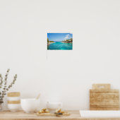 Prachtige Blauwe Tropische Beach met Thatched Huts Poster (Keuken)