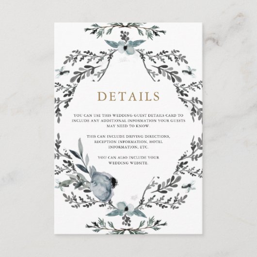 Prachtige blauwe twitteringbezoekerslijst informatiekaartje (Voorkant)