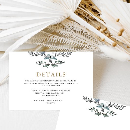 Prachtige blauwe twitteringbezoekerslijst informatiekaartje