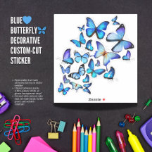 Prachtige Blauwe Vlinder Siersticker Vel