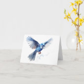 Prachtige blauwe vogel vliegen BLANK Kaart (Gele Bloem)