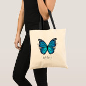 Prachtige blauwe Waterverf 3D-vlinder Tote Bag (Voorkant (product))