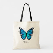 Prachtige blauwe Waterverf 3D-vlinder Tote Bag (Achterkant)