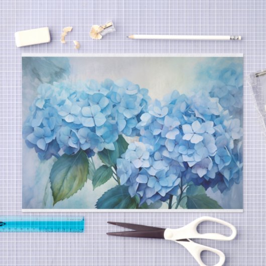 Prachtige Blauwe Waterverf Hydrangea Decoupage Tissuepapier (Craft)