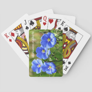Prachtige blauwe wilde bloemen Pop tegen groene gr Pokerkaarten