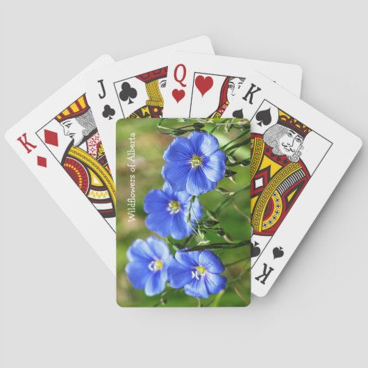 Prachtige blauwe wilde Pop tegen groene gras Pokerkaarten (Achterkant)