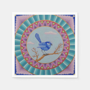 Prachtige blauwe Wren Mandala servetten
