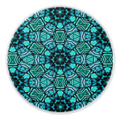 Prachtige Blauwgroen Aqua Turquoise Ethnic Mosaic Keramische Knop (Voorkant)