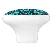Prachtige Blauwgroen Aqua Turquoise Ethnic Mosaic Keramische Knop (Zijkant)