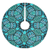 Prachtige Blauwgroen Aqua Turquoise Ethnic Mosaic  Kerstboom Rok (Voorkant)