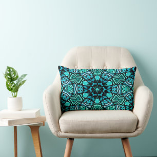 Prachtige Blauwgroen Aqua Turquoise Ethnic Mosaic Kussen