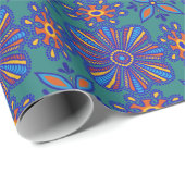 Prachtige Blauwgroen Boho Talavera Tile Cadeaupapier (Rol Hoek)