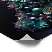 Prachtige Blauwgroen en paarse kerstboom Poster (Hoek)