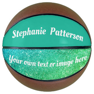 Prachtige Blauwgroen Glitter Mousserende Aangepast Basketbal