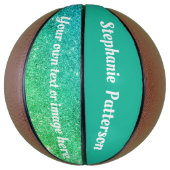 Prachtige Blauwgroen Glitter Mousserende Aangepast Basketbal (Verticaal)