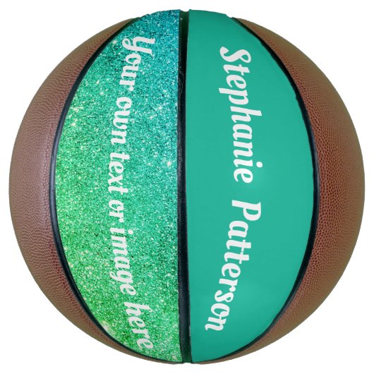 Prachtige Blauwgroen Glitter Mousserende Aangepast Basketbal (Verticaal)