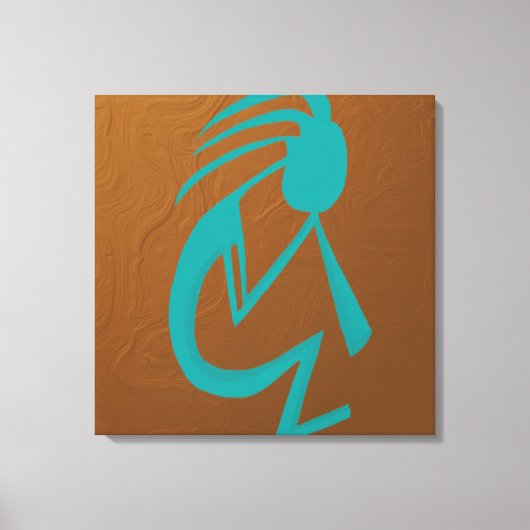 Prachtige Blauwgroen Kokopelli Painting Canvas Afdruk (Voorkant)