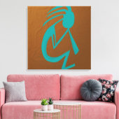 Prachtige Blauwgroen Kokopelli Painting Canvas Afdruk (Insitu (Woonkamer))