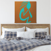 Prachtige Blauwgroen Kokopelli Painting Canvas Afdruk (Insitu (Slaapkamer))